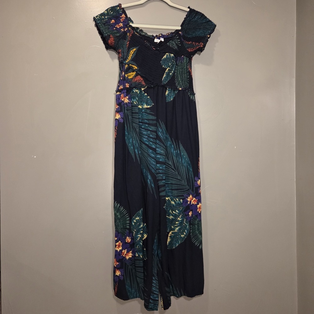 Patrons Of Peace Tropical Print Wide Leg Jumpsuit Boho Vacation,‎ Women's Size S